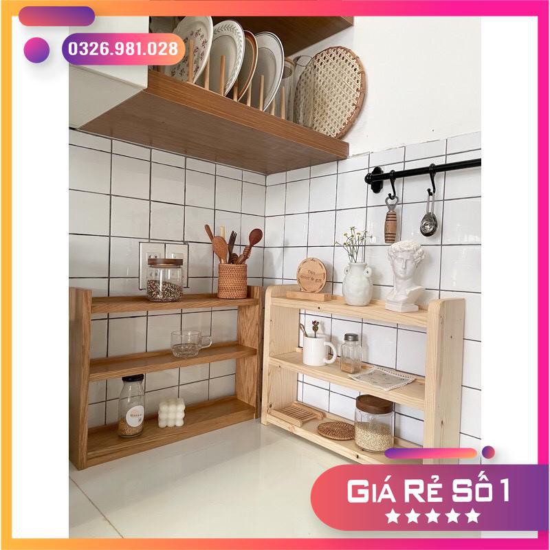 kệ để đồ dùng gia vị phòng bếp, kệ gỗ 03 tầng để đồ dùng [Ảnh Thật Tự Chụp] | BigBuy360 - bigbuy360.vn