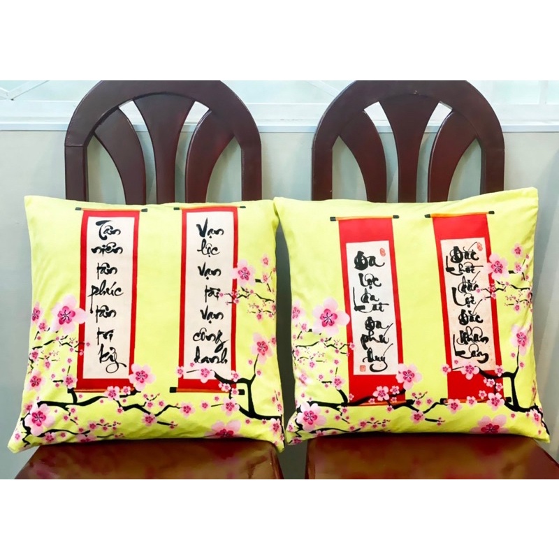 Set 2 vỏ gối Câu đối Tết