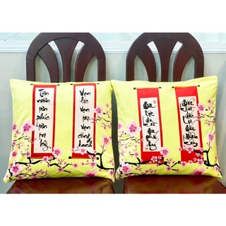 Set 2 vỏ gối câu đối tết