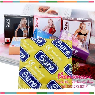 Bao cao su Sure - Bao cao su gân gai - Hộp 3 chiếc