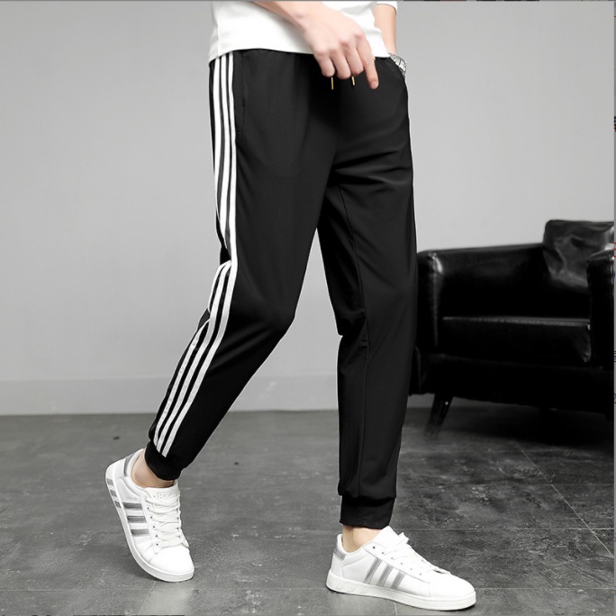 Quần thun đen 3 sọc ống bo nam nữ unisex quần jogger chất thun poly 2 da co dãn 4 chiều cao cấp