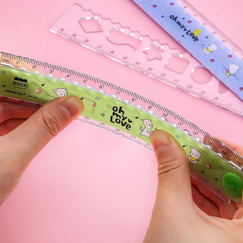 Combo 3 Cây Thước Kẻ Họa Tiết Hoạt Hình Có Thể Gập Lại Dài 30cm Đa Năng Độc Đáo