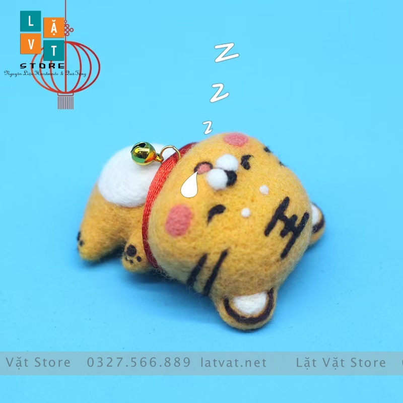 [Tết 2022] Bộ len chọc Hổ Nhâm Dần 2022 cực dễ thương, làm móc khoá từ len, needle felting tiger có hướng dẫn