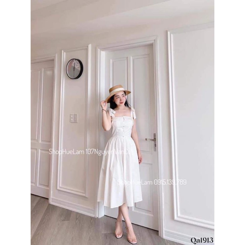 VÁY 2 DÂY 👗MAXI THÔ CÚC NGỰC ĐỦ SIZE S, M 2 MÀU TRẮNG, HỒNG TÍM