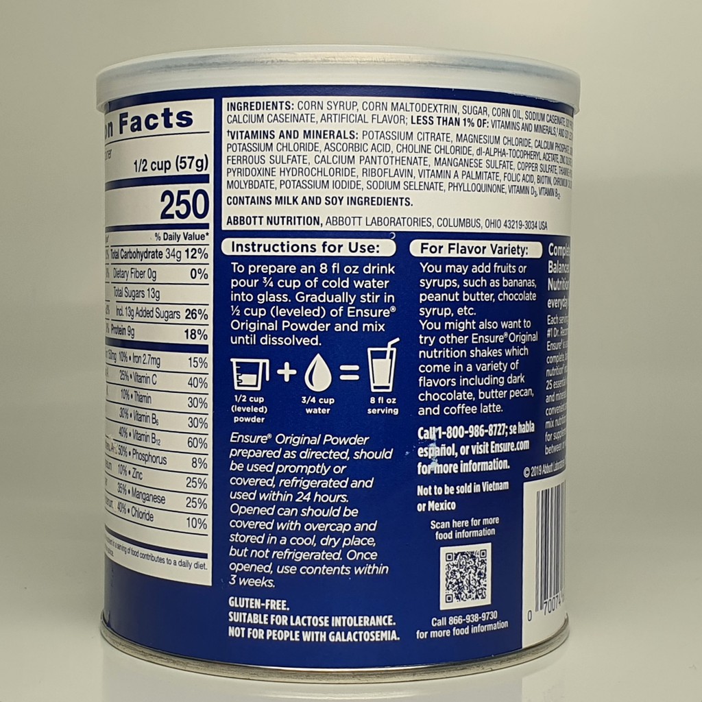 Sữa bột Ensure Mỹ - Original Nutrition Powder 397g - CHÍNH HÃNG DATE MỚI