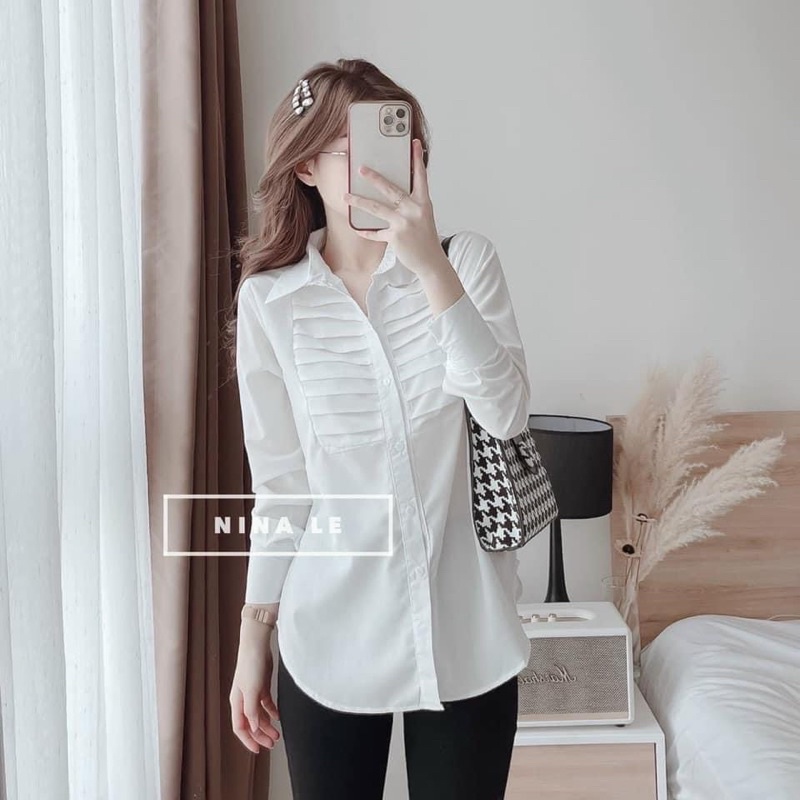 Áo sơ mi xếp ly ngực