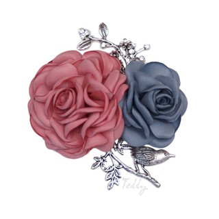 Cài áo, hoa cài áo hoa hồng lụa handmade RP042