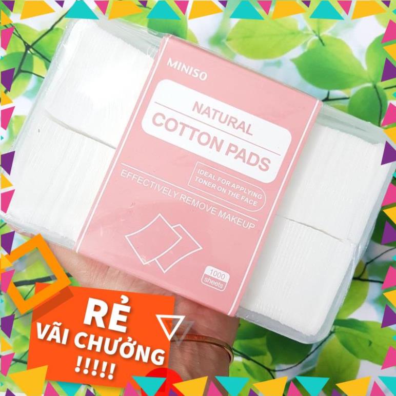 Bông Tẩy Trang MINISO Nhật Bản 1000 miếng, Bông Tẩy Trang Dạng Mỏng Tẩy sạch Da Mặt đắp Toner
