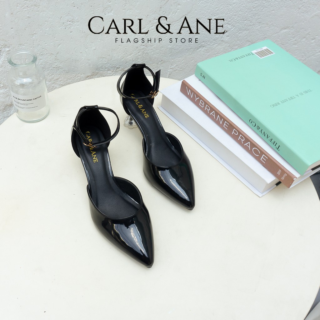 Carl &amp; Ane - Giày cao gót bít mũi phối dây mảnh gót mica cao 6cm màu nude - CL012