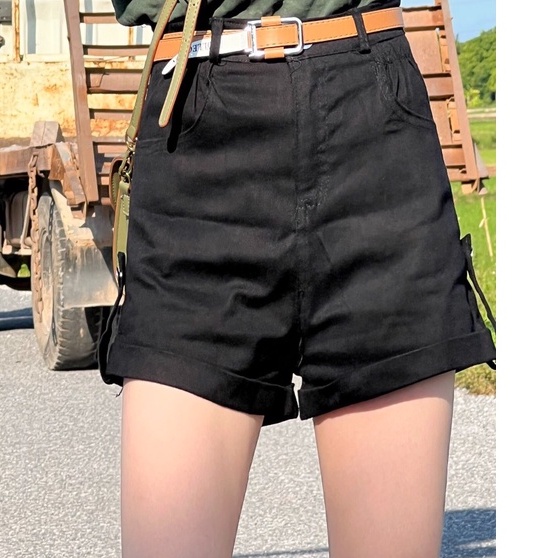 Quần short lưng cao Kaki Jean TRẮNG / ĐEN/ XANH RÊU Chất Jean Dày Dặn Siêu Hot.