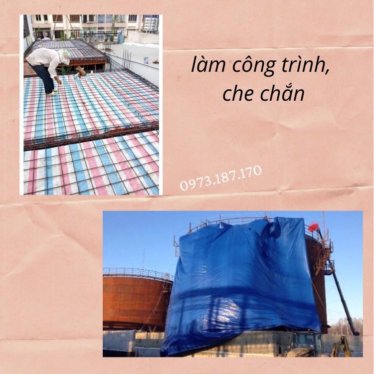 Bạt che mưa nắng làm bể bơi cắm trại đặt theo kích thước miễn phí may tai bấm khoen