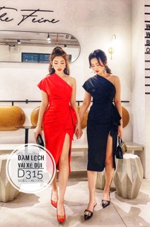 Bigsize Đầm lệch vai xẻ đùi D315