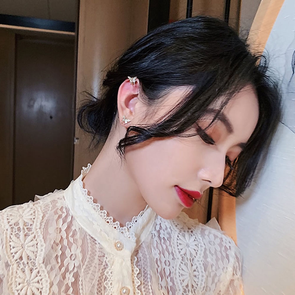 3 Bông Tai Hình Bướm Đính Đá Sang Trọng Phong Cách Hàn Quốc 2020