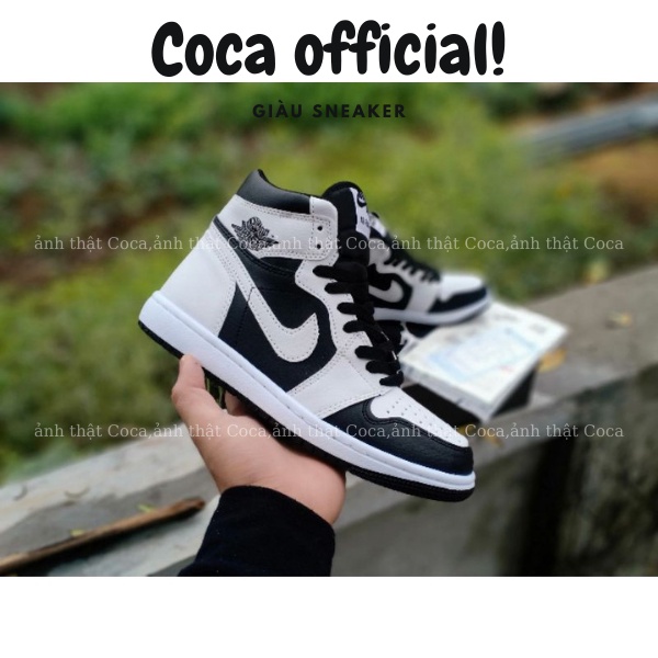 giày sneaker jd jordan 1 cổ cao trắng nam nữ high white black hàng 11 bản Trung cao cấp - Coca shop