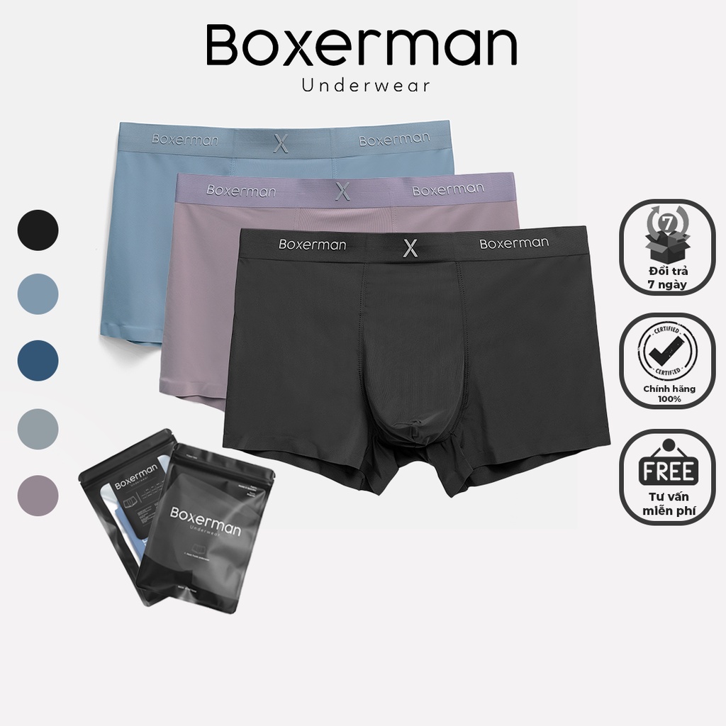 Combo 3 quần lót nam PROMAX Trunk boxer mềm mại co dãn cao cấp BOXERMAN