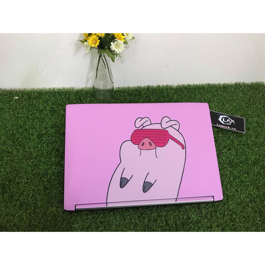 Heo hồng dễ thương - decan dán laptop - Lamark