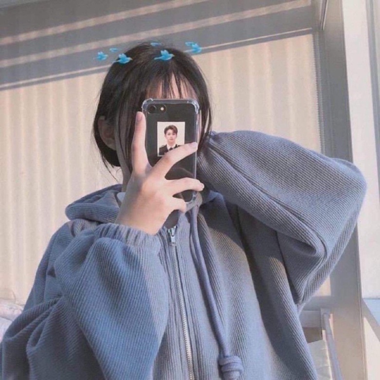 Áo Khoác Hoodie Nỉ Trơn Unisex🌸 Áo tay bồng khóa kéo có mũ hàng thu đông - Hàng mới về