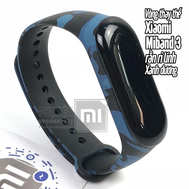 Vòng thay thế Xiaomi Miband 3 / 4 màu lính rằn ri - Xanh Dương