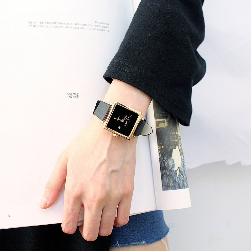 [Mã FAMAYFA2 giảm 10K đơn 50K] Đồng hồ nữ trắng đen thời trang DH555 shop Ny Trần đồng hồ mặt vuông | BigBuy360 - bigbuy360.vn