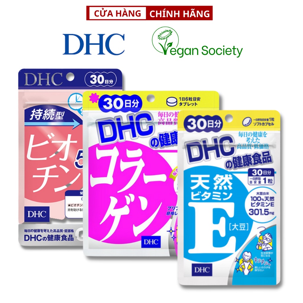 Combo Viên Uống DHC Duy Trì Tóc Dài - Óng Mượt - Trẻ Hóa Da 30 ngày ( biotin &amp; collagen &amp; Vitamin e )