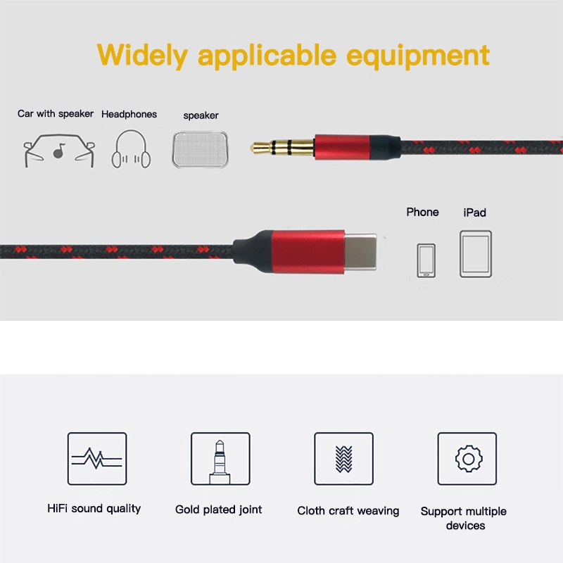 Dây Cáp Âm Thanh Chuyển Đổi Cổng Type C Sang Cổng 3.5mm Cho Xiaomi Samsung