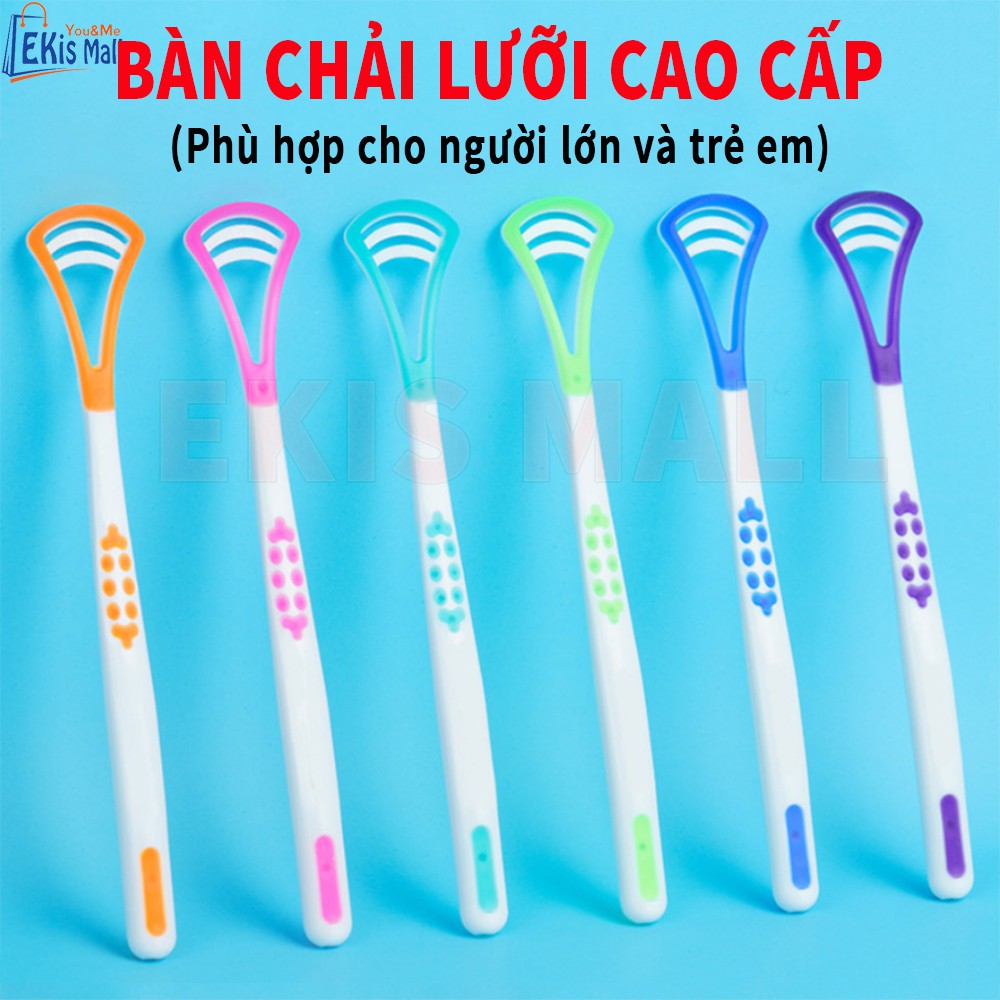 Cạo lưỡi Silicon nhựa Dụng cụ nạo lưỡi Bàn chải vệ sinh lưỡi Cao cấp Ekis