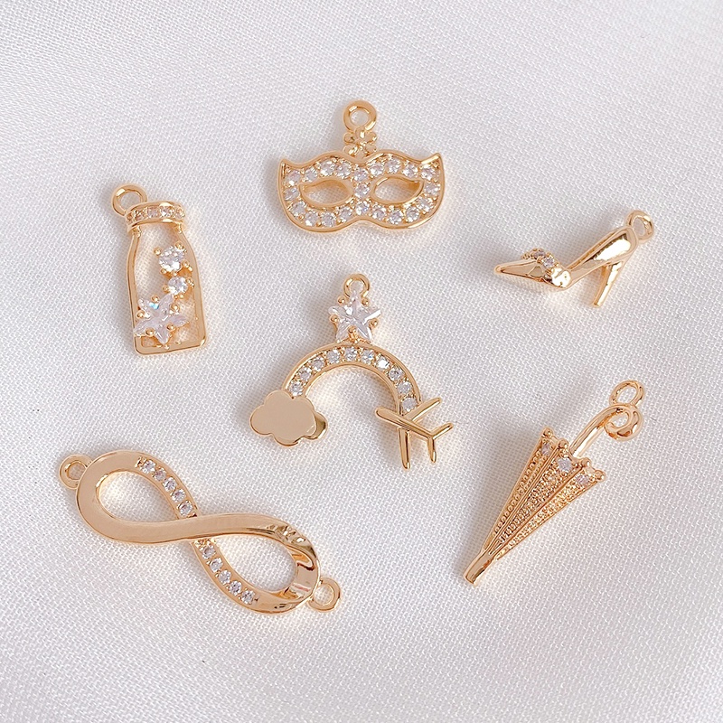 Mặt Dây Chuyền Hình Giày Cao Gót Bằng Đồng 14K Đính Đá Zircon Sang Trọng