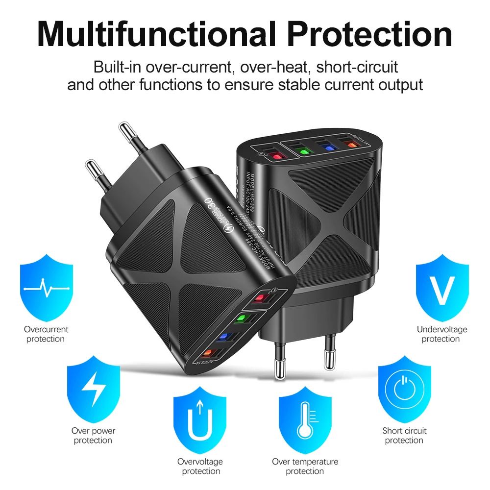 Củ sạc nhanh 4 cổng USB 48W cho điện thoại