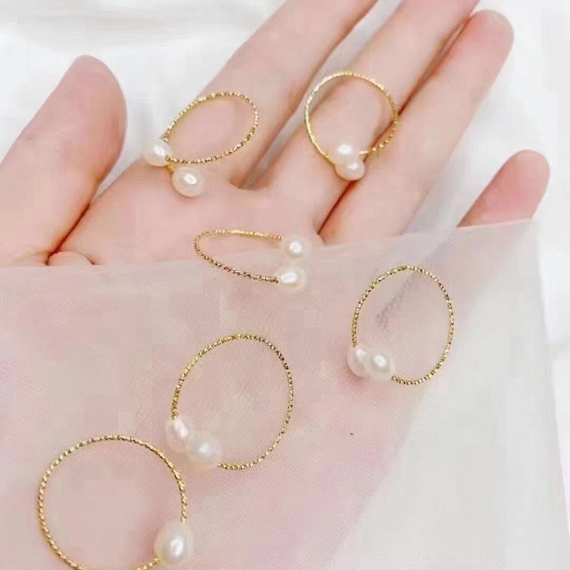 Nhẫn Đính Ngọc Trai Tự Nhiên Thời Trang Dễ Phối Đồ Cho Nữ