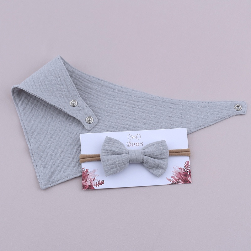 Set 2 Yếm Ăn Co Giãn Đính Nơ Kiểu Công Chúa Cho Bé Gái