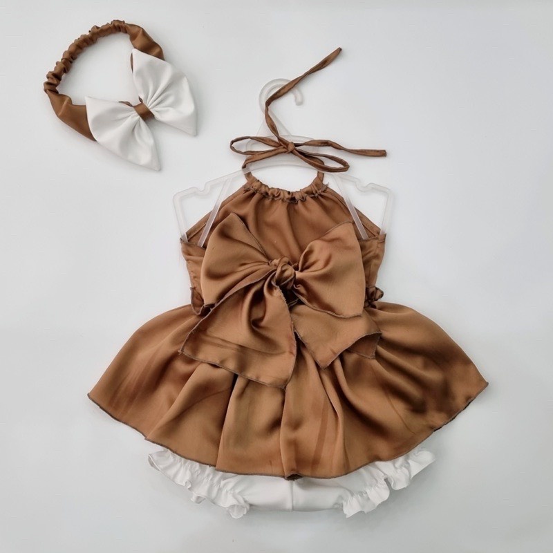 Set Yếm nâu tây cưng xỉu (Kèm băng đô)