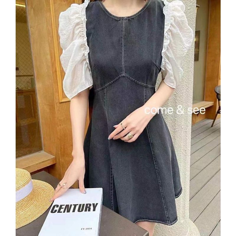 Harvie Đầm Jean mini Phong Cách Hàn Quốc Cao Cấp Nhập Khẩu pm / Đầm mini Cho Nữ