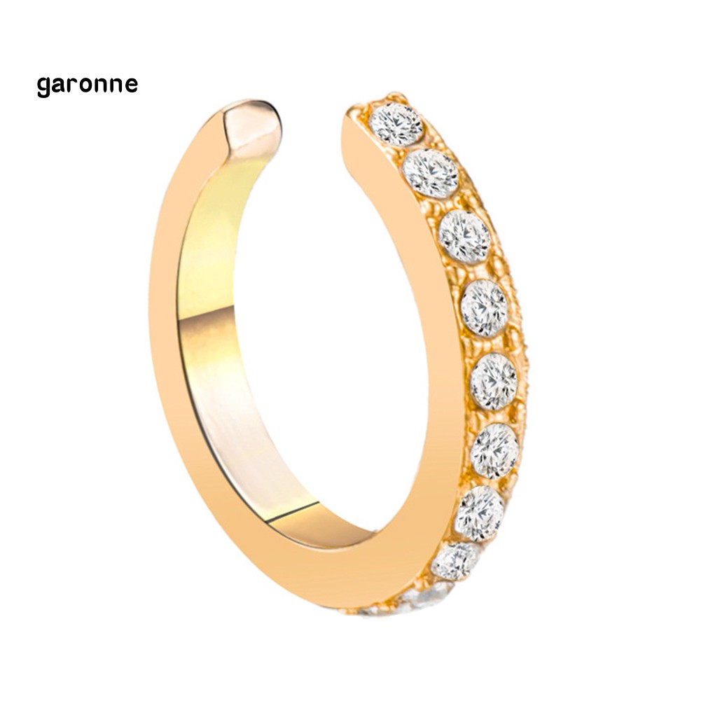 GA_1Pc Women Rhinestone Inlaid U Shape Ear Clip Earring Non Piercing Jewelry Gift