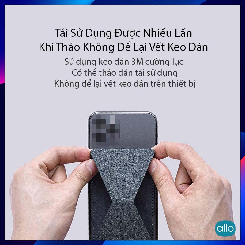 Giá Đỡ Điện Thoại Moft X Phone Stand Space Gray, Tích Hợp Ví Để Thẻ ATM, Siêu Mỏng Đa Năng, Phiên Bản Dán Keo