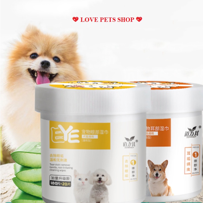 KHĂN ƯỚT LAU MẮT, LAU TAI CHO CHÓ MÈO - LOVE PETS SHOP