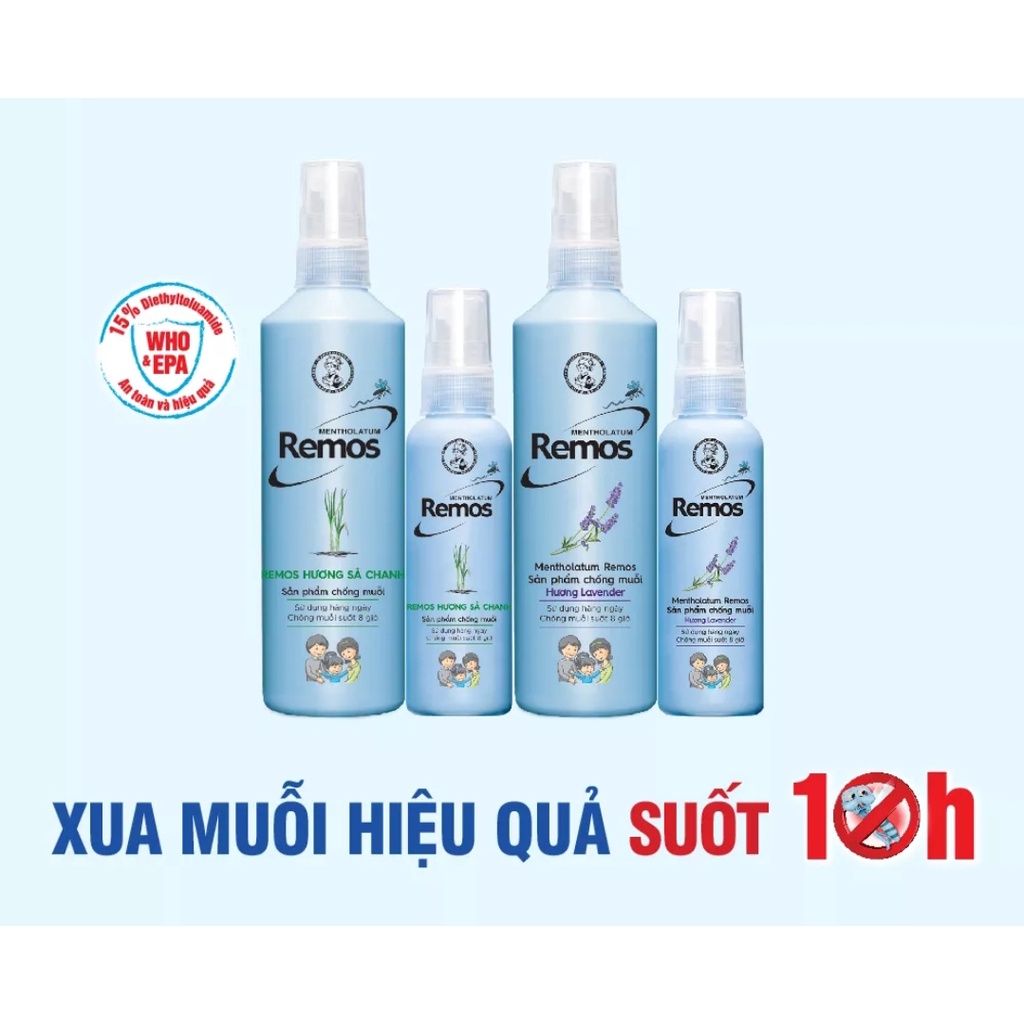 Xịt Chống Muỗi Remos Mentholatum Hương Sả Chanh 150ml