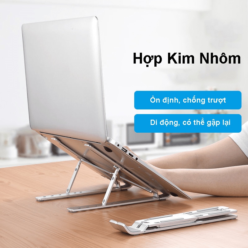 Giá đỡ Laptop, kệ đỡ Laptop MacBook bằng nhôm có thể điều chỉnh độ cao, gập lại được size 16-17" từ Techroom