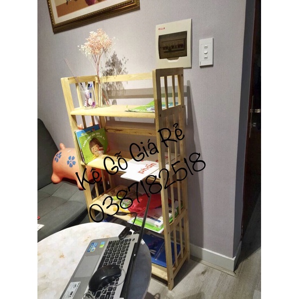 Kệ Sách Gỗ 4 Tầng Ngang 64cm