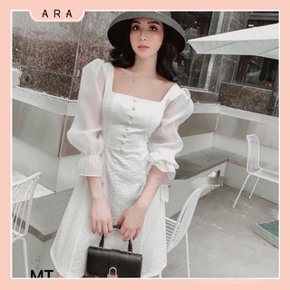 Váy thiết kế tay ren nơ
