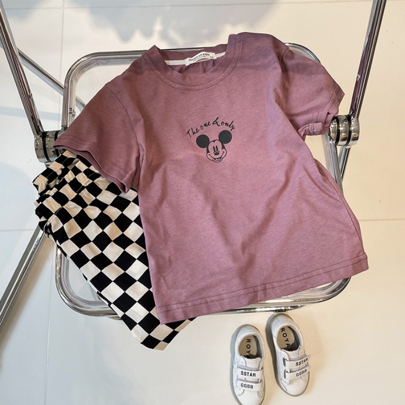 Áo Thun Tay Ngắn Cổ Tròn In Họa Tiết Hoạt Hình Phong Cách Phương Tây Thời Trang Mù