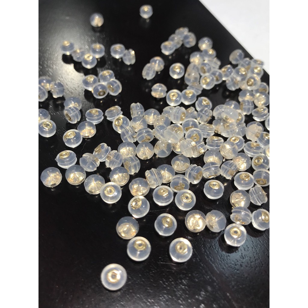 Chốt nhựa bông tai lõi v.àng 18k, chốt đẩy bông tai nhựa lõi bằng Au 18k-Minh Tâm Jewelry