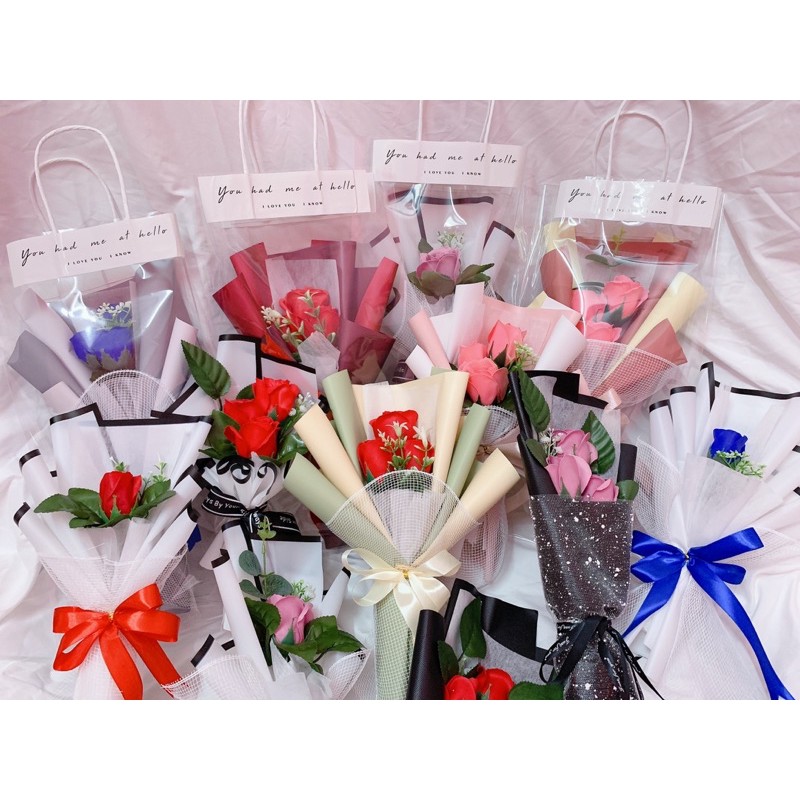 ❤Chocolate valentine 2021 • Hoa sáp thơm bó [ Kèm túi và thiệp ]❤️