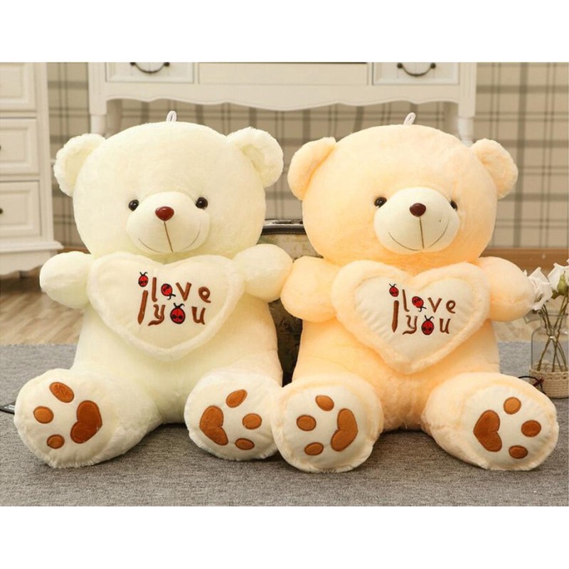 Gấu Teddy nhồi bông cầm trái tim chữ I Love You đáng yêu
