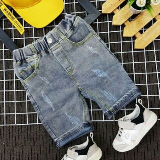 Quần sọt jeans co dãn wax rách