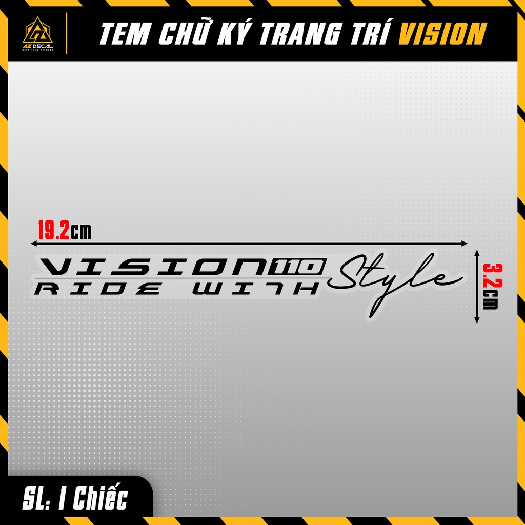 [Chọn Màu] Tem Dán Xe Vision Tinh Tế Chữ Ride With Style | CKVS-01 | Decal Trang Trí Xe Honda Vision Dễ Dán