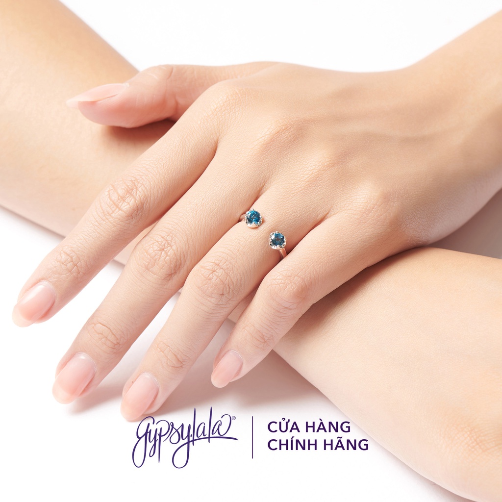 Nhẫn Bạc 925 Hai Viên Đá Topaz Thiên Nhiên SP005100 Gypsy.lala
