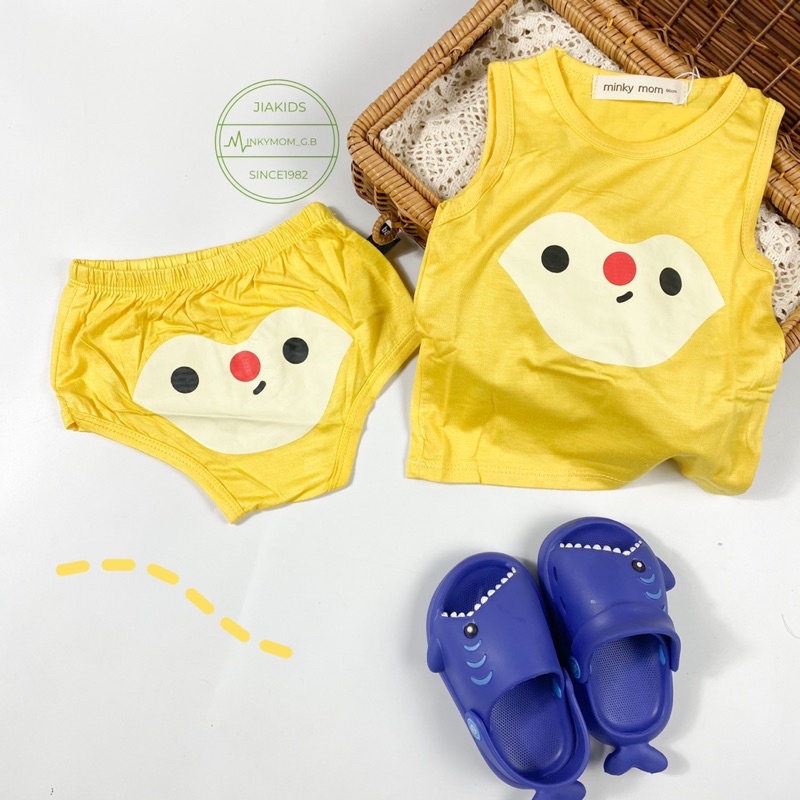BLIN19  Bộ Ba Lỗ Quần Chip Thun Minkymom In Icon cho bé 4kg đến 14kg