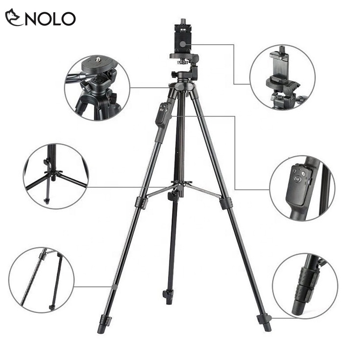 Bộ Tripod Cho Điện Thoại Máy Ảnh Compact Model TTX6218 Có Remote Điều Khiển Từ Xa Chiều Cao Tối Đa 128cm Thân Hợp Kim