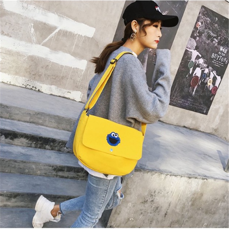 Ba Lô Du Lịch Vải Canvas Họa Tiết Hoạt Hình Phong Cách Hàn Quốc Mới Cho Nữ