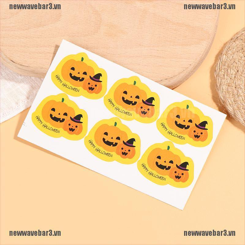 Set 60 nhãn dán DIY cho bánh hình bí đỏ làm quà tặng Halloween